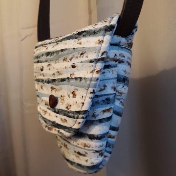 New Southwestern Western Purse Aspen Wood Tree print Blue Brown Wht bag Flap top - Picture 4 of 8